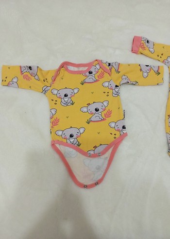 Sarı Uzun Kollu Örme Bebek Kıyafet Seti - Görsel 2