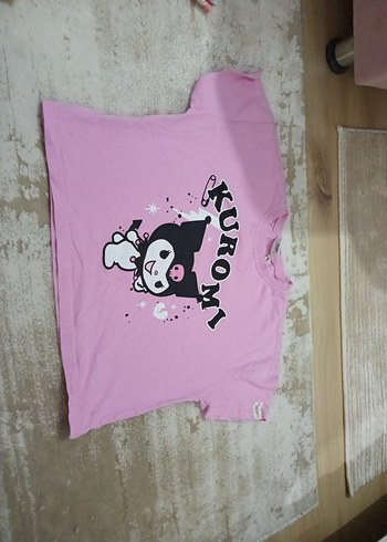 Kız Çocuk Pembe Kuromi Baskılı Tişört crop - Görsel 2