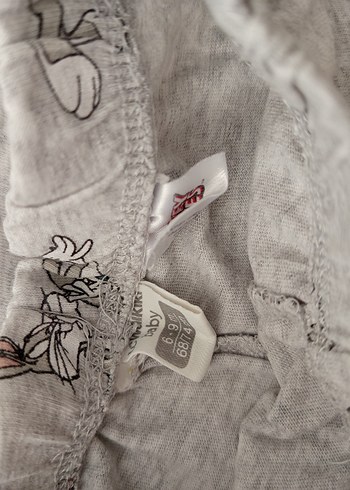 3 Ay Beden Gri Bugs Bunny Baskılı pijama 3-6 ay