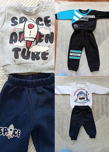 3 cift kislik erkek bebek takim ici yunlu 3-6 ay