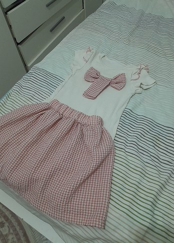 Diğer Pembe Fiyonk Detaylı Kız Bebek Takımı 3 4 yas