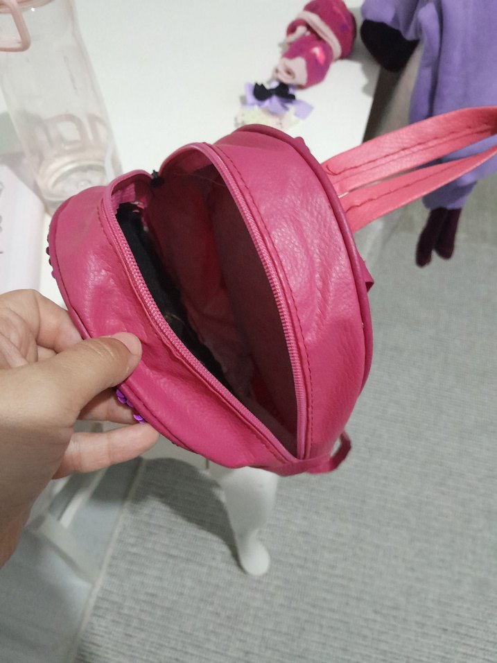 Pullu Kalp Desenli Pembe Kız Çocuk Sırt Çantası - Görsel 3