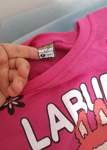 Pembe Baskılı Örgü Bebek Kız Takımı 7 yas - Görsel 4