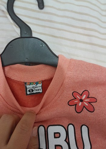 5 yas Kız Çocuk Pembe Baskılı Triko Eşofman Takımı - Görsel 3