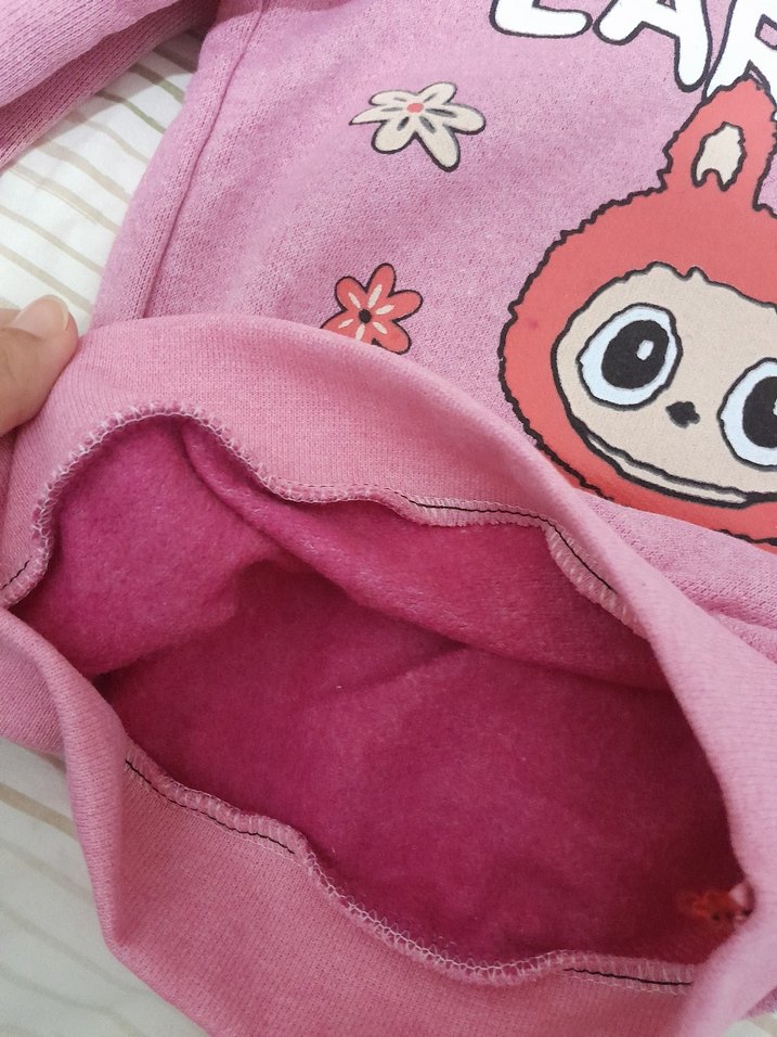 4 yas Pembe Baskılı Uzun Kollu Kız Bebek Takımı - Görsel 2