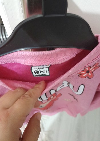 5 yas Kız Çocuk Pembe Baskılı Sweatshirt - Görsel 2