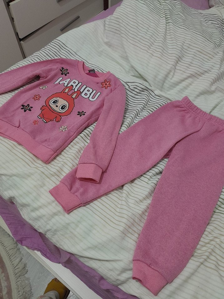 5 yas Kız Çocuk Pembe Baskılı Sweatshirt - Görsel 3