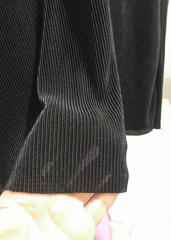 Uzun Kollu Gri Piliseli Midi tunik - Görsel 4