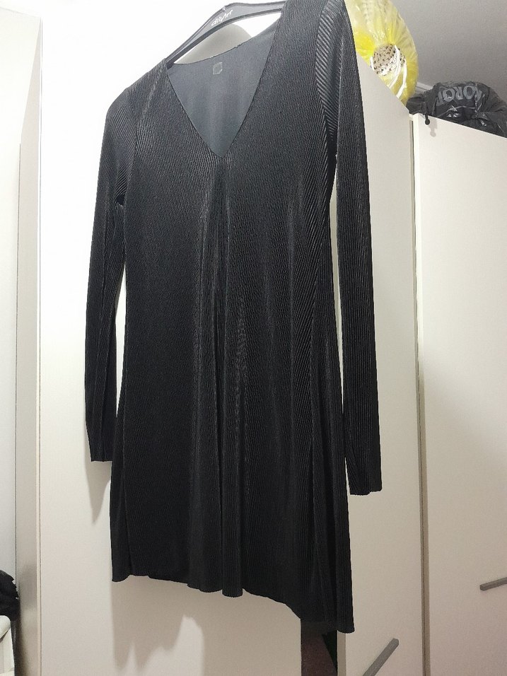 Uzun Kollu Gri Piliseli Midi tunik - Görsel 3