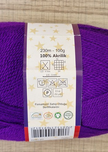Beden 5 adet Etrofil Flora organik el örgü ipi Mor renk