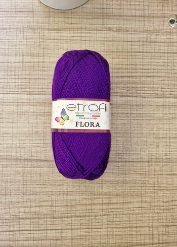 5 adet Etrofil Flora organik el örgü ipi Mor renk