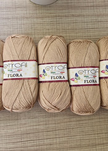 5 adet Etrofil Flora organik el örgü ipi Vizon renk
