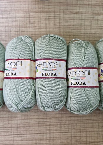 5 adet Etrofil Flora organik el örgü ipi Koyu Mint Yeşili rengi