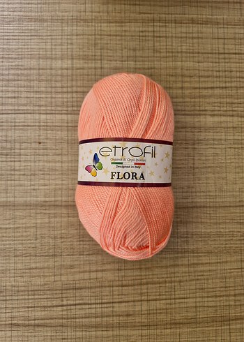 5 adet Etrofil Flora organik el örgü ipi Somon renk
