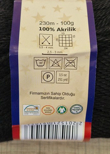 Beden 5 adet Etrofil Flora organik el örgü ipi Siyah renk