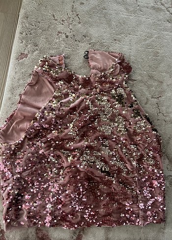 Abiye Pembe Payetli Uzun Abiye Elbise
