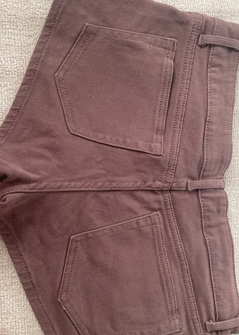 H&M Düğmeli Kahverengi Kadın Süet Midi Şort