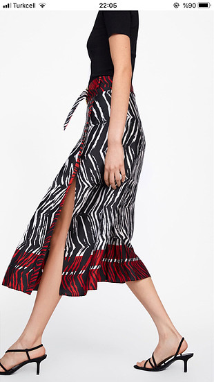 l Beden Zara zebra desenli midi etek