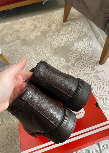 Klasik Kahverengi Deri Bağcıklı Erkek Bot - Görsel 6