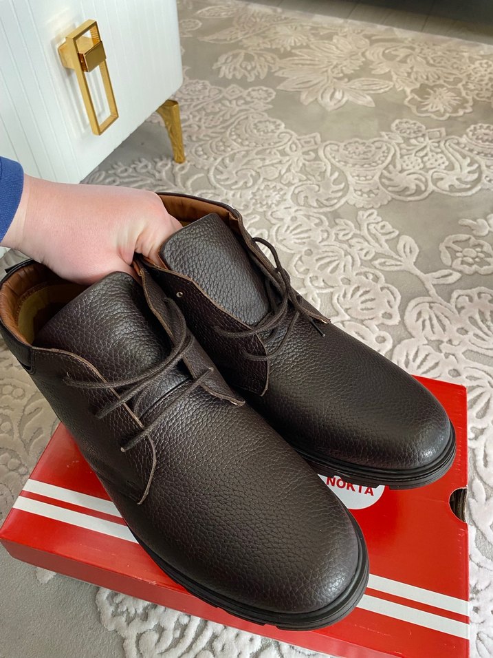 Klasik Kahverengi Deri Bağcıklı Erkek Bot - Görsel 5