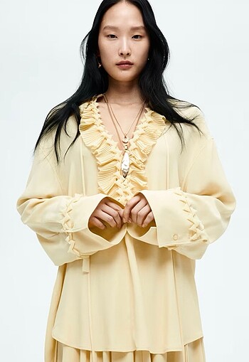 H&M HM butter yellow gömlek