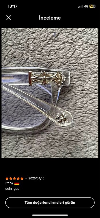  Beden Şeffaf Chrome Hearts Gözlük