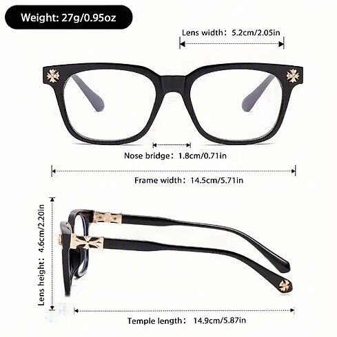  Beden siyah Renk Chrome Hearts Gözlük