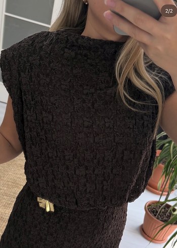 Kahverengi elbise - Görsel 2