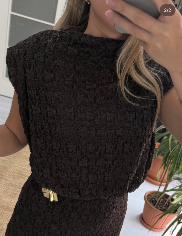 Kahverengi elbise - Görsel 2