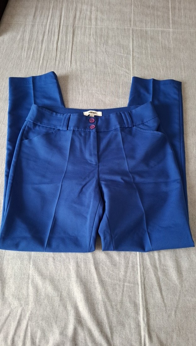 Kadın Mavi Normal Boy Kumaş Pantolon - Görsel 2