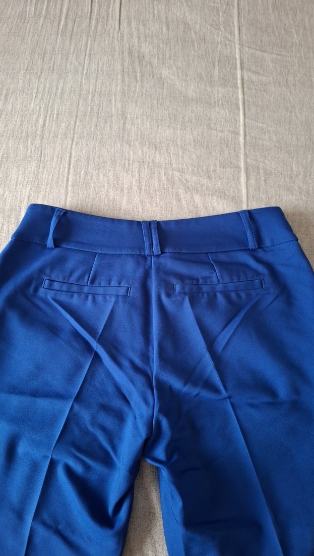 Kadın Mavi Normal Boy Kumaş Pantolon - Görsel 4