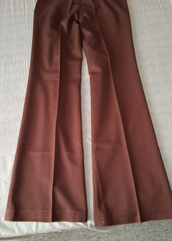 Kadın Kahverengi Piliseli Kumaş Pantolon - Görsel 6