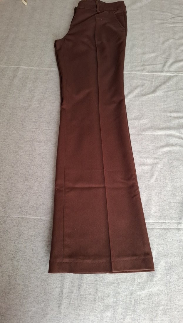 Kadın Kahverengi Piliseli Kumaş Pantolon - Görsel 4