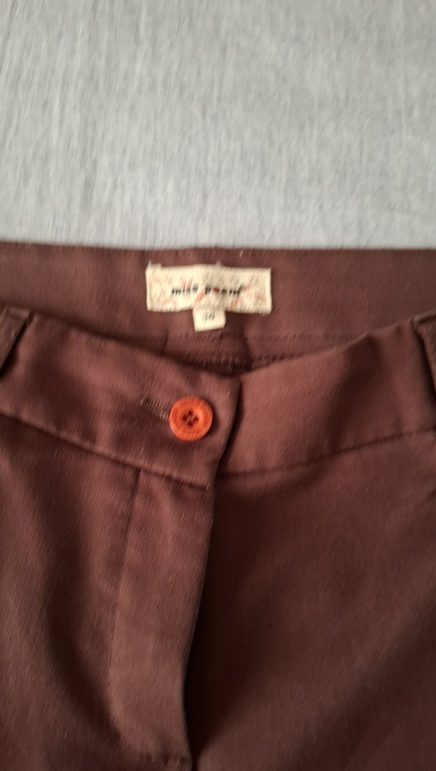 Kadın Kahverengi Piliseli Kumaş Pantolon - Görsel 3