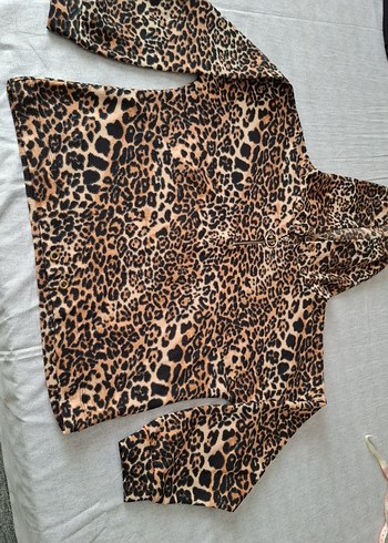 Kahverengi Leopar Desenli Kapüşonlu Sweatshirt - Görsel 5