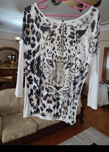 Leopar Desenli Kadın Yarım Kollu Bluz - Görsel 7