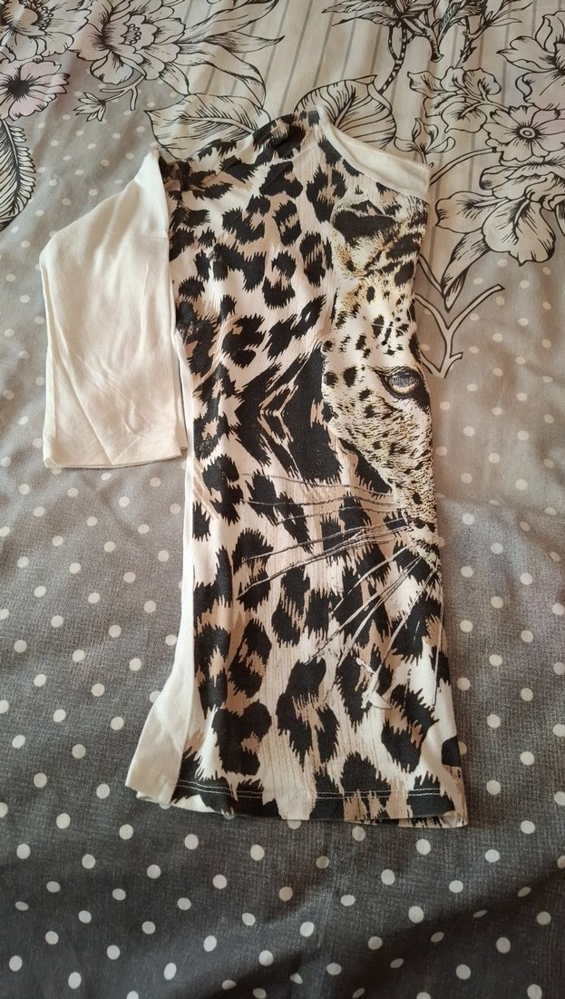 Leopar Desenli Kadın Yarım Kollu Bluz - Görsel 5