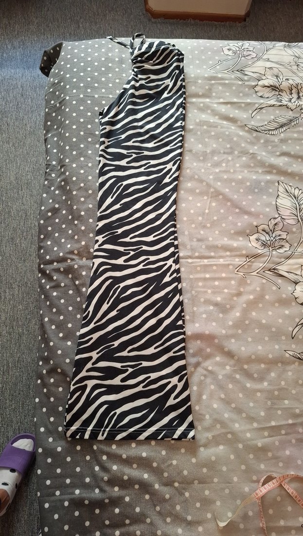 Kadın Zebra Desenli Pilili Bol Kesim Pantolon - Görsel 3