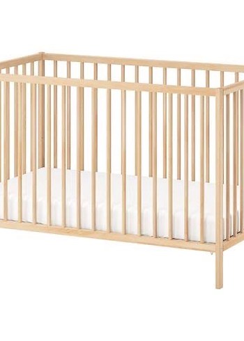 Ikea Ahşap Bebek Beşiği Beyaz Yataklı - Görsel 3