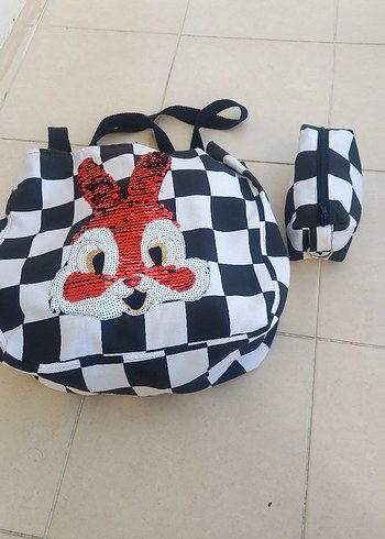 Beden çeşitli Renk Renkli kare desenli çanta 2li