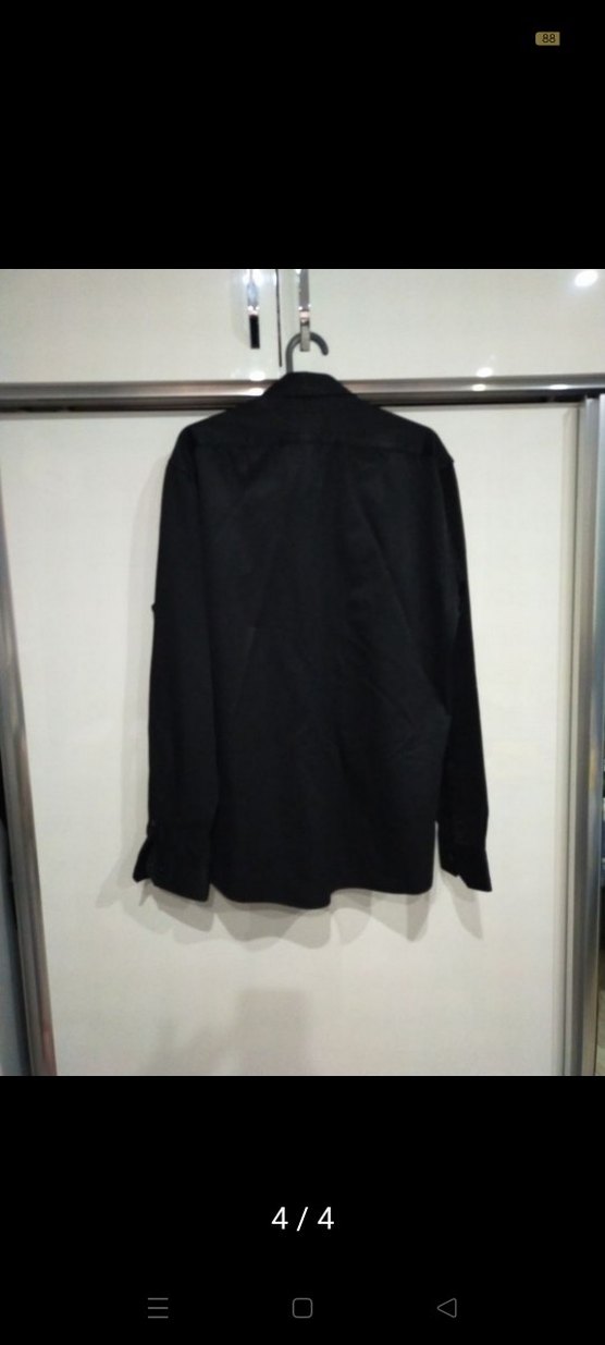 Siyah Keten Erkek Gömlek Uzun Kollu - Görsel 2