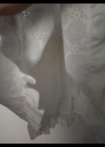 Kız Çocuk Beyaz Nakışlı Fırfırlı Elbise - Görsel 3