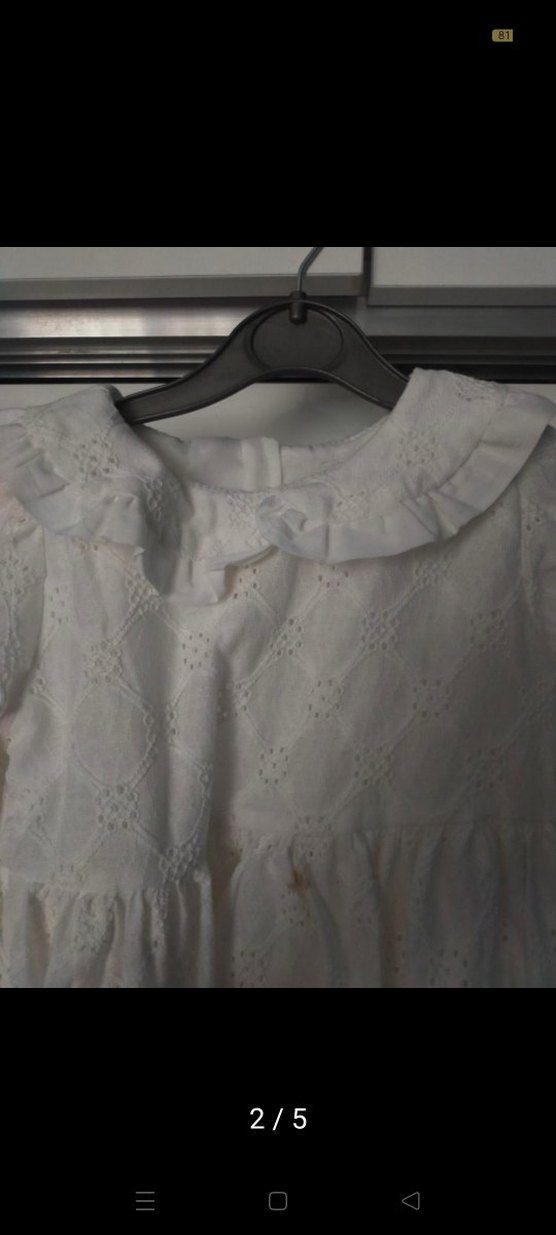 Kız Çocuk Beyaz Nakışlı Fırfırlı Elbise - Görsel 2