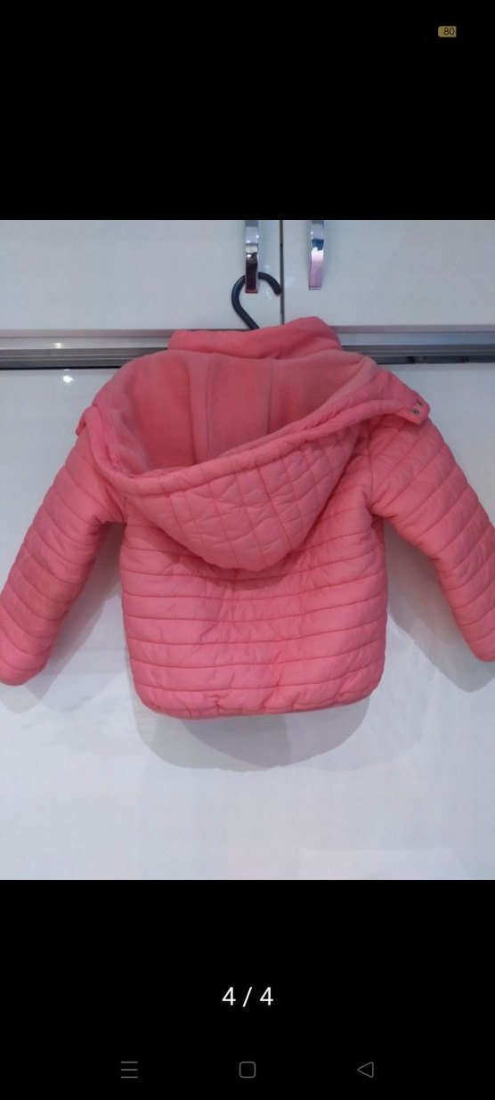 Kız Çocuk Kapüşonlu Fermuarlı Pembe Mont - Görsel 2