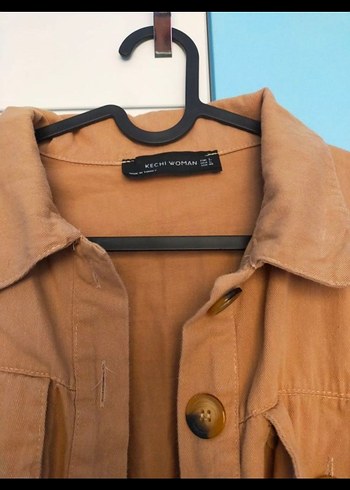 Bej Süet Kadın Ceket Düğmeli Notch Yaka - Görsel 3