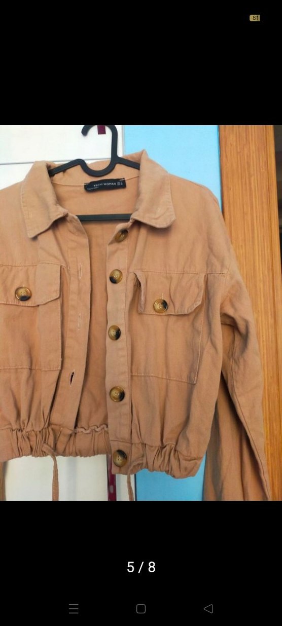 Bej Süet Kadın Ceket Düğmeli Notch Yaka - Görsel 4