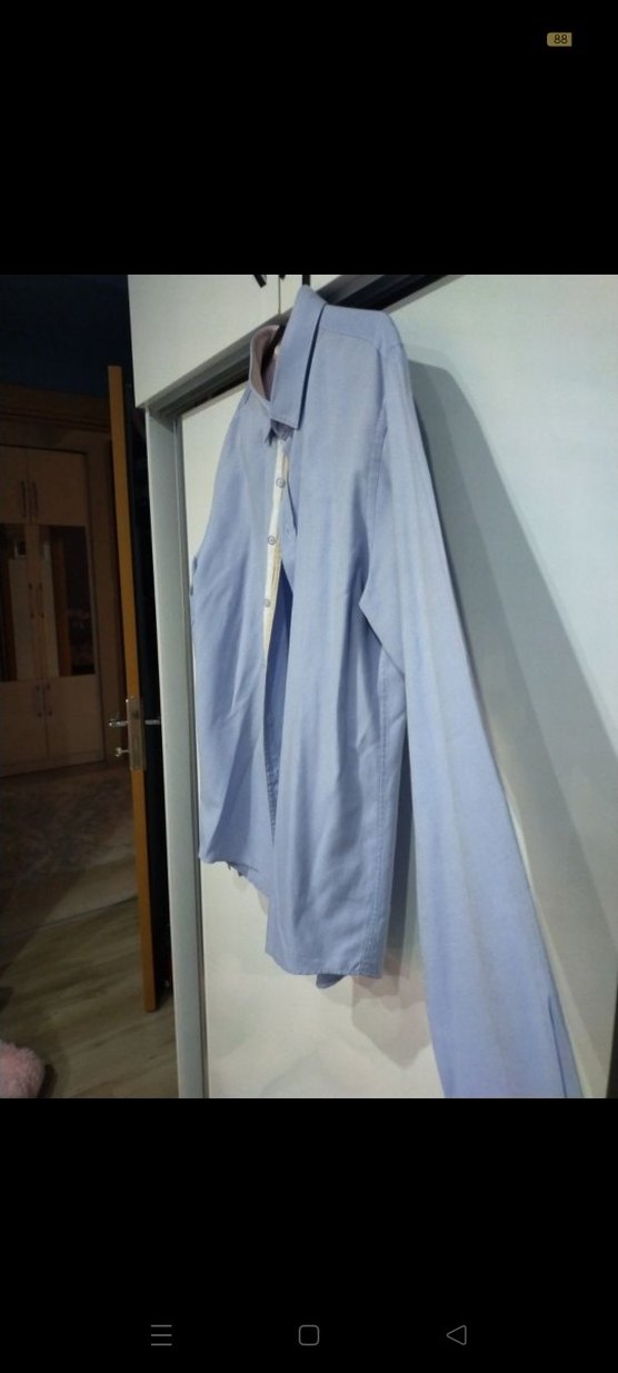 Mavi Keten Erkek Uzun Kollu Gömlek - Görsel 4