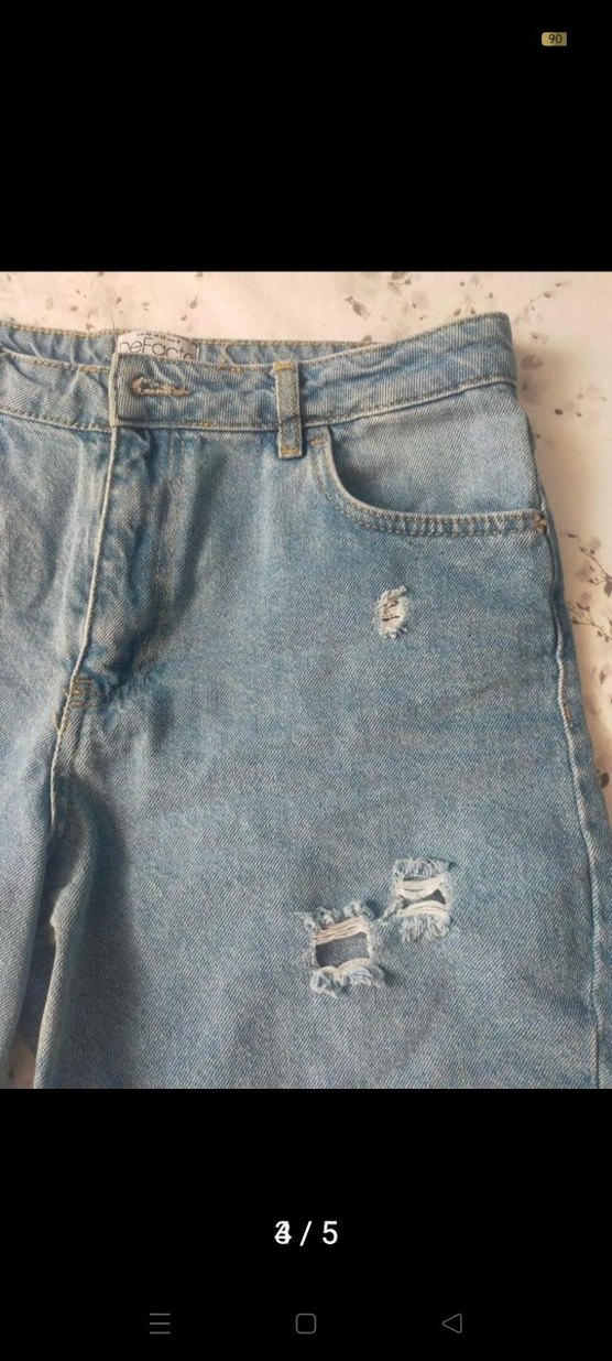 Kadın Mavi Denim Mini Şort - Görsel 3