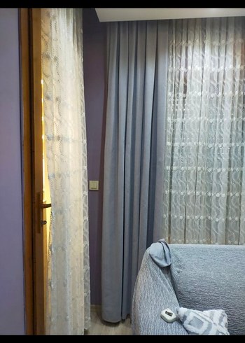 Modern Klasik Gri Mor Nakışlı Perde - Görsel 5