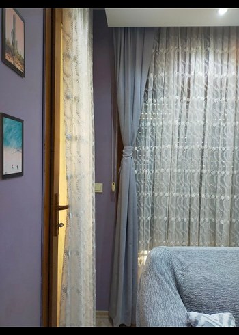 Modern Klasik Gri Mor Nakışlı Perde - Görsel 2